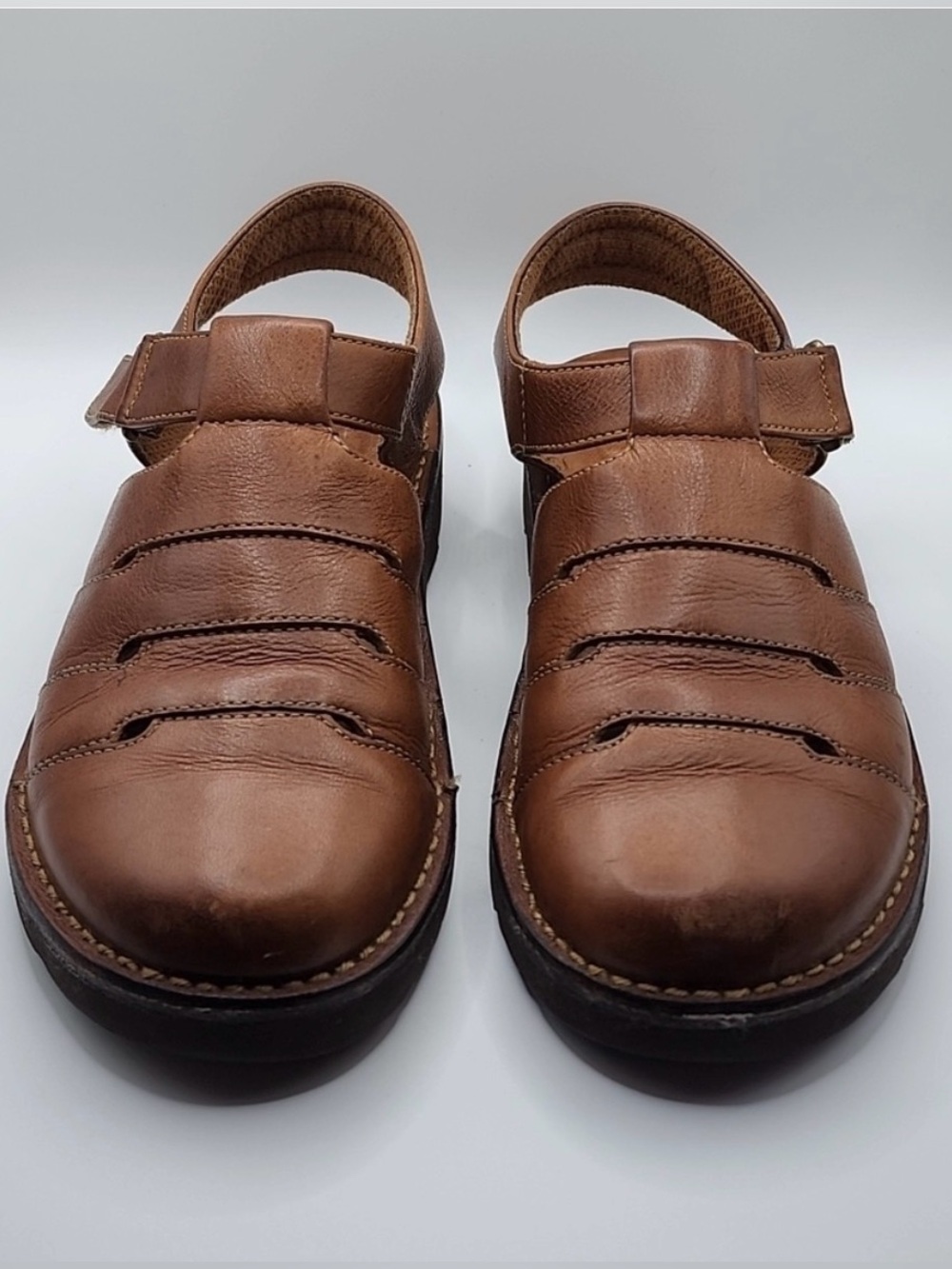 NATURAL SPORT Shoes SOLE MASSAGE Fisherman Sandals Leather Brown Black Size 7.5